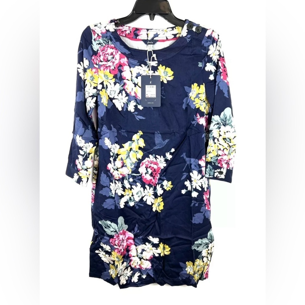 Joules Women’s Blue Floral Long Sleeve Knee Length Dress Size 4